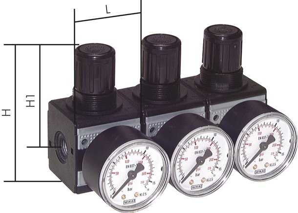 MULTIFIX Druckregler, Reihenmont. G 1/4", 0,1 - 3bar, Multifix 0