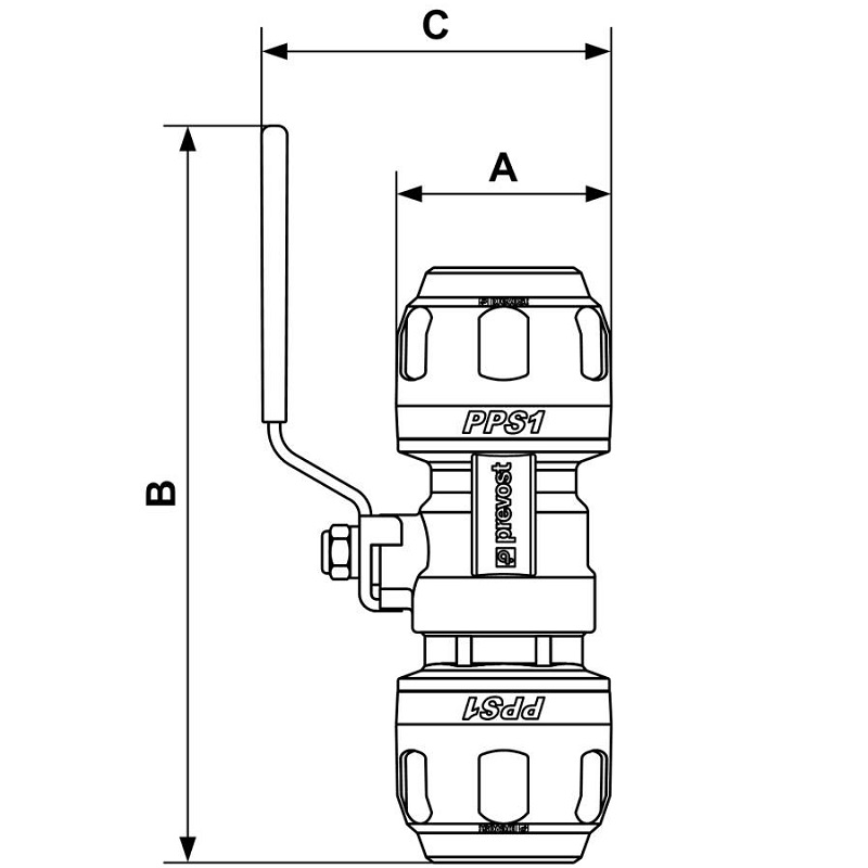 PREVOST-KUGELHAHN für Rohr mit außen-Ø = 80