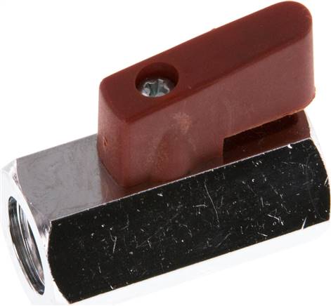 Messing-Minikugelhahn G 1/4" Innengewinde, PN 15, Knebelgriff