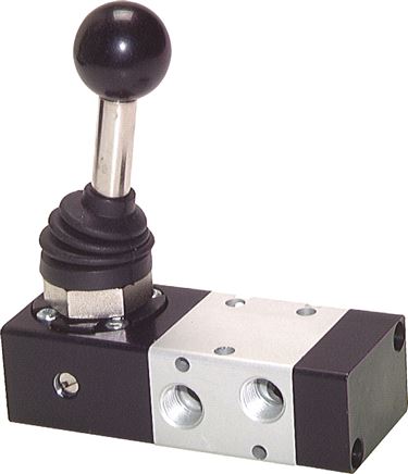 3/2-Wege Handhebelventil, Raste, G 1/8", -0,95 bis 10 bar