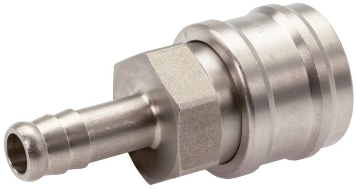 Schnellkupplung (NW7,2) 13 (1/2")mm Schlauch, Edelstahl, für Stecker beidseitig absperrend