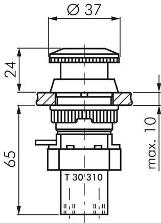 3/2-Wege Not-Aus-Taster-Ventil, rot (30,5mm), M5