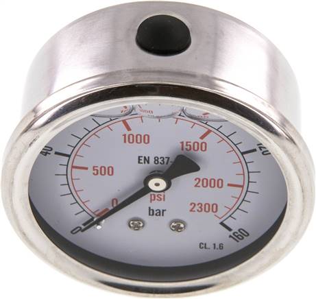 Glycerin-Manometer waagerecht (CrNi/Ms),63mm, 0 - 160bar -Eco-Line