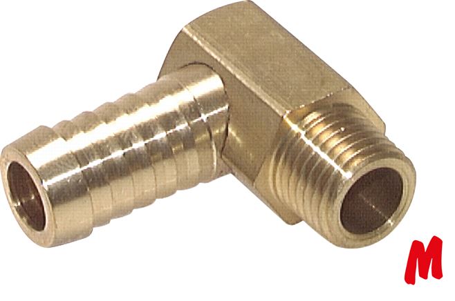 Winkel-Gewindetülle M 14x1,5 (konisch)-13 (1/2")mm, Messing