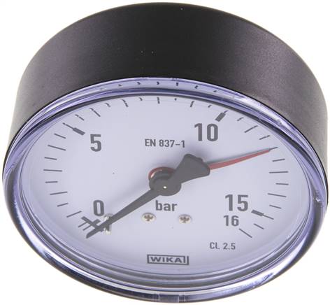 Manometer waagerecht, 80mm, 0 - 16 bar