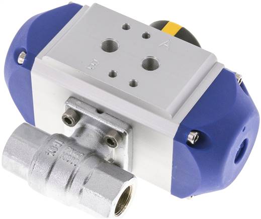 Pneumat. Messing-Kugelhahn, Rp 3/8", Feder-schließend