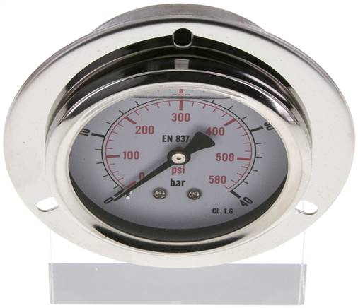 Glycerin-Einbaumanometer,Frontring, 63mm, 0 - 40 bar -Eco-Line