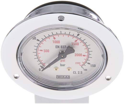Einbaumanometer (CrNi/Ms), Frontring, 63mm, 0 - 160 bar