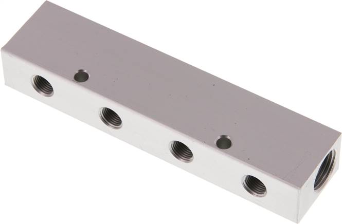 Verteilerleiste 2 x G 3/8"-4 x G 1/8", Aluminium eloxiert