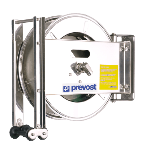 Prevost Schlauchaufroller ohne Schlauch, für Warmwasser, offene Trommel, Edelstahl DMONHPI