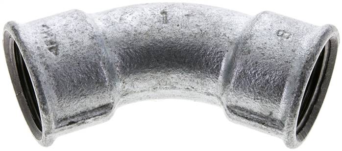 45°-Bogen Rp 1" (IG), Temperguss verzinkt