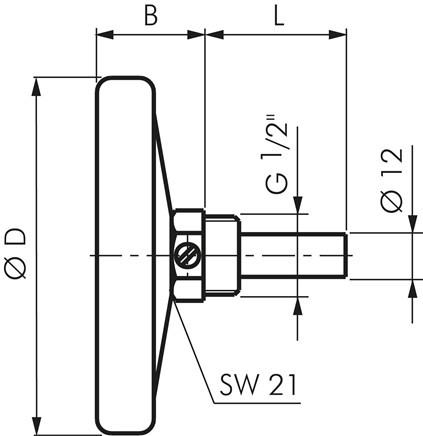 Bimetallthermometer, waagerecht D100/-30 bis +50°C/40mm, Aluminium