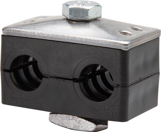 30mm Doppelrohrschelle mit Deckplatte & Tragschienenmutter zum Aufbau auf C-Trag