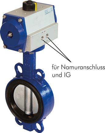 Pneum. Klappe DN300-PN16 (DIN/EN) GGG40/GGG40 epoxidbeschichtet/NBR,  Feder-schließend