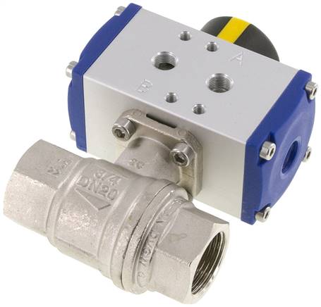 Pneumat. Messing-Kugelhahn, G 3/4", doppeltwirkend, FKM-Dichtung