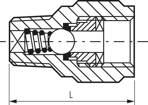Mini-Rückschlagventil R/Rp 3/8" (AG/IG), Messing vernickelt, Dichtung FKM