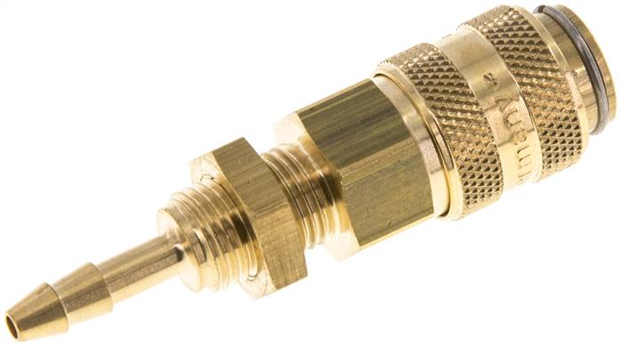 Schott-Schnellkupplung (NW5) 4mm Schlauch, Messing, für Stecker beidseitig absperrend