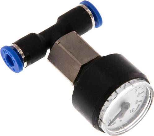 Manometer 0 - 10bar, 4mm Schlauch, IQS-Standard