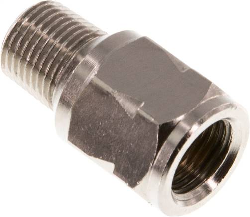 Mini-Rückschlagventil R/Rp 1/8" (AG/IG), Messing vernickelt, Dichtung FKM