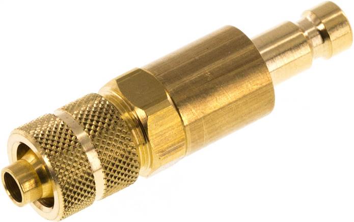 Kupplungsstecker (NW2,7) 6x4mm Schlauch, Messing, beidseitig absperrend