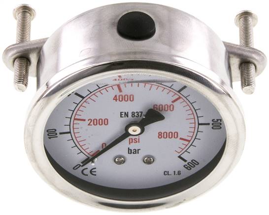 Glycerin-Einbaumanometer, 3kt-Frontring, 63mm, 0 - 600 bar -Eco-Line