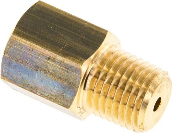 Manom.-Reduzierung NPT 1/4"(AG)-G 1/4"(IG). Messing, 30mm