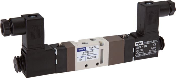 5/3-Wege Magnetventil, M 5, Mittelstellung entlüftet, 12 V=