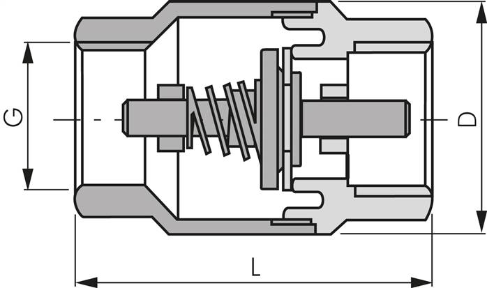 Rückschlagventil, G 3/8", PN 20, Messing vernickelt