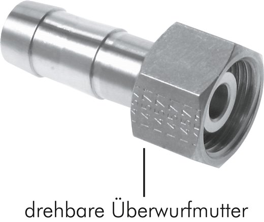 Schlauchtülle, mit Mutter G 1/8"-4mm, Messing vernickelt
