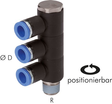 Steck-Mehrfachverteiler, 3-fach R 1/4"-10mm, IQS-Standard