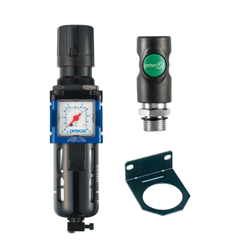 PREVOST ALTO 1 - Filterregler mit Manometer und Befestigung und Sicherheitskuppung prevoS1 G1/4''