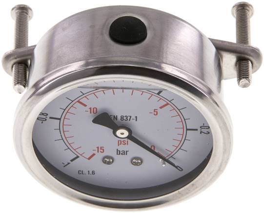 Glycerin-Einbaumanometer, 3kt-Frontring, 63mm, -1 bis 0 bar -Eco-Line