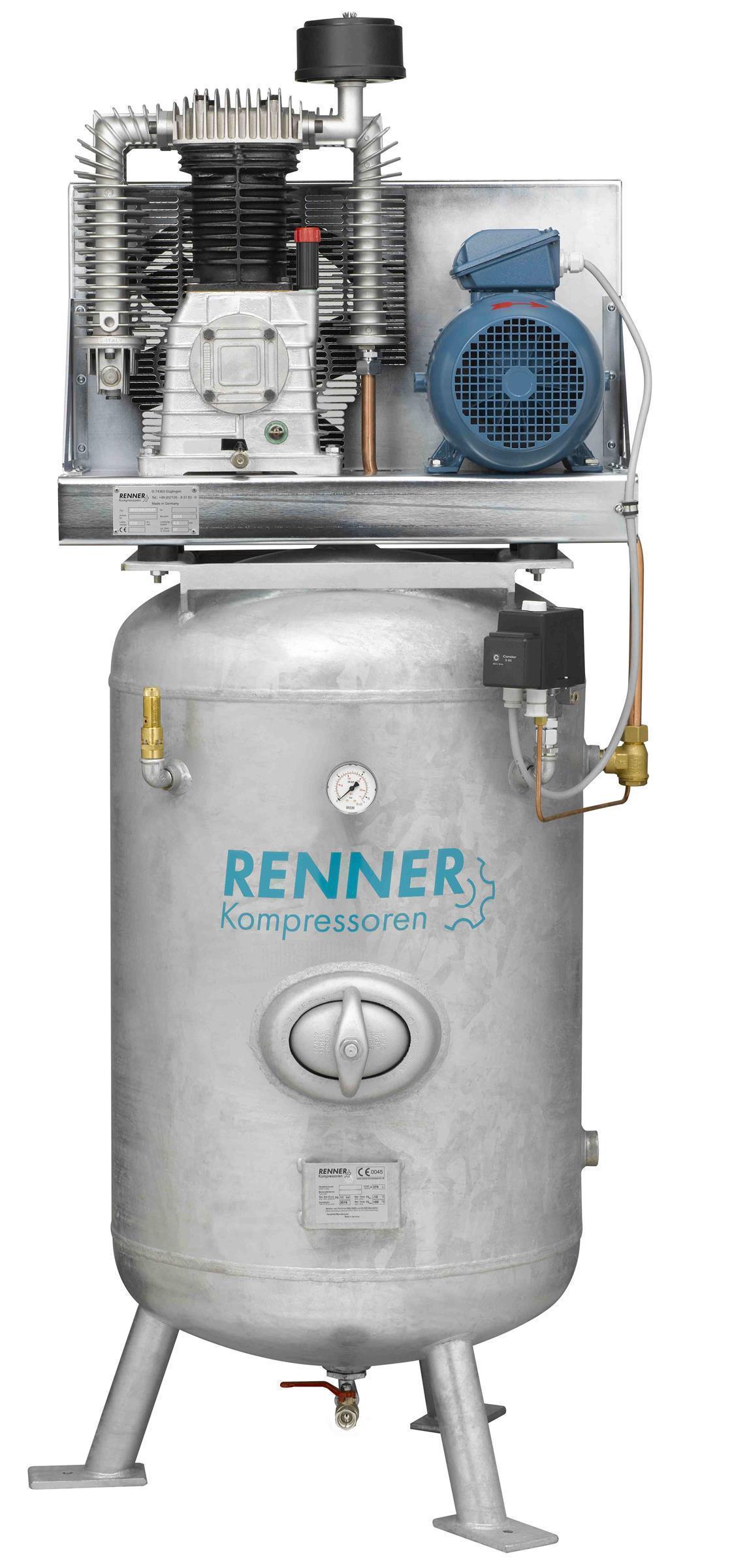 RENNER RIKO 960/270 ST-O Industrie-Kolbenkompressor 10 bar verzinkter stehender Behälter
