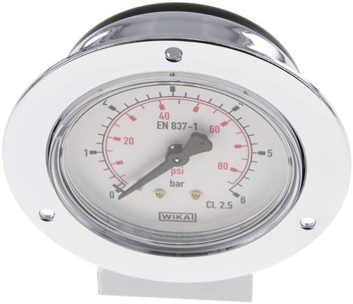 Einbaumanometer (CrNi/Ms), Frontring, 63mm, 0 - 6 bar