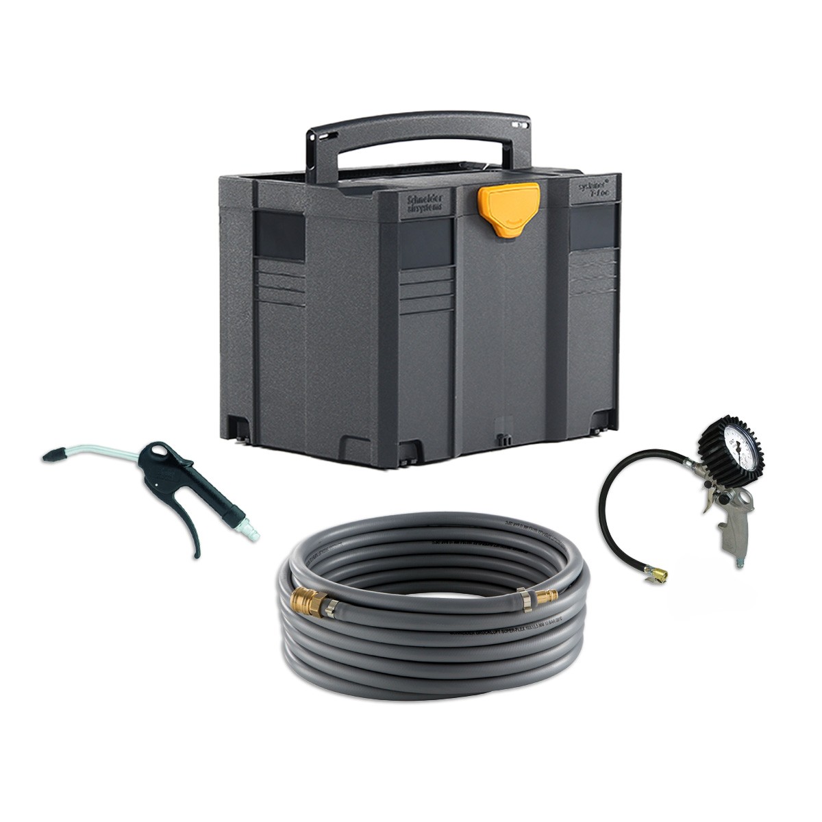 OFFERTA Set Systainer universale con tubo flessibile per aria compressa Systainer SYS 4 TL + gonfiatore per pneumatici calibrato + pistola di soffiaggio