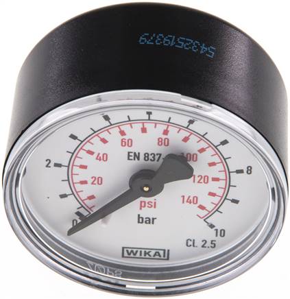Manometer waagerecht (KU/Ms), 50mm, 0 - 10 bar, G 1/8"