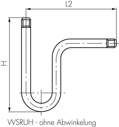 Wassersackrohr U-Form(1.4571) G 1/2" (AG)-G 1/2" (AG)