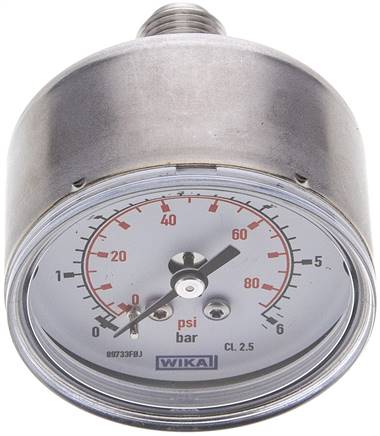 ES-Manometer waagerecht, 50mm, 0 - 6 bar, G 1/4"