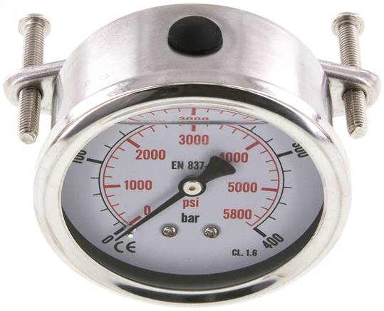 Glycerin-Einbaumanometer, 3kt-Frontring, 63mm, 0 - 400 bar -Eco-Line
