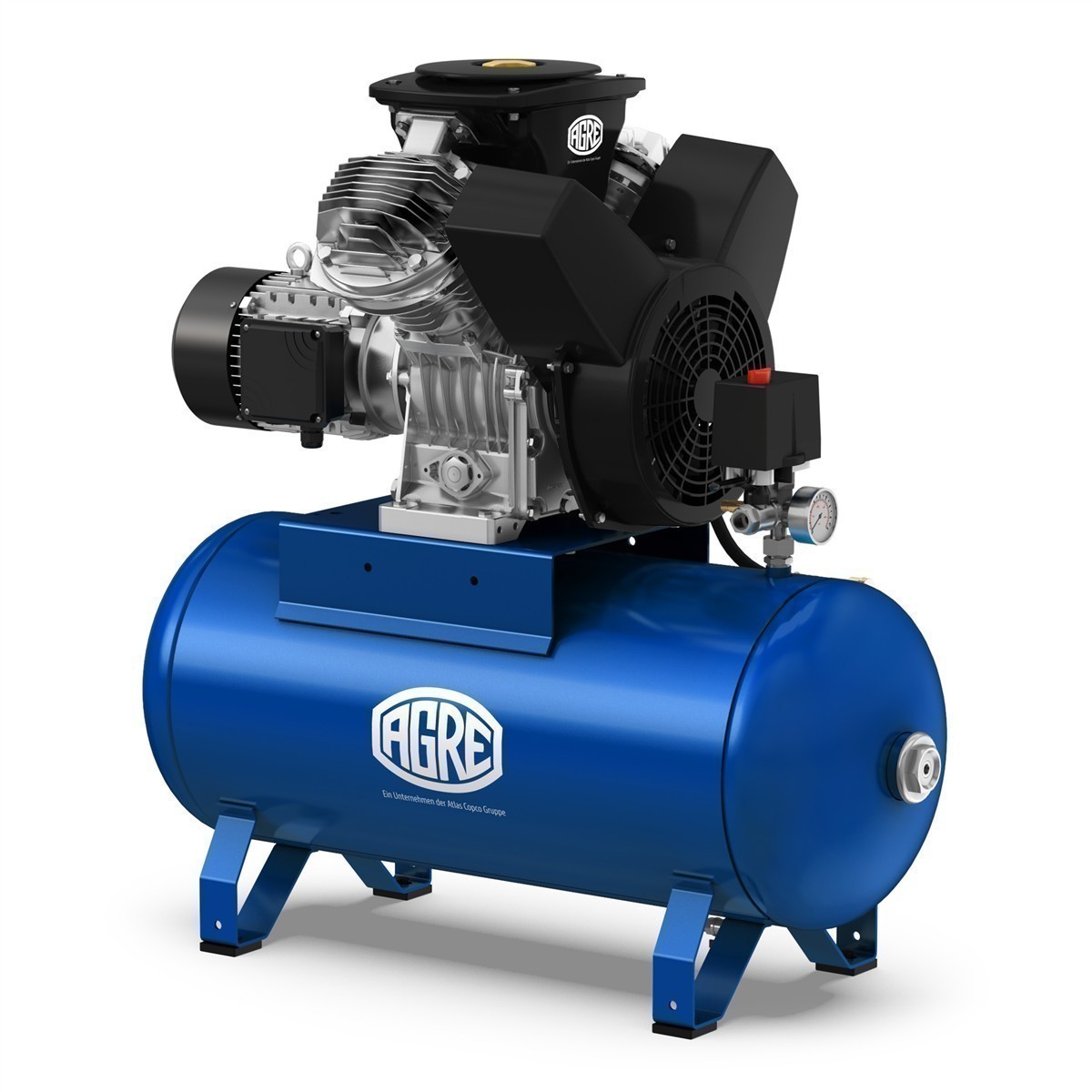 AUSSTELLER I AGRE Industrie-Kolbenkompressor Typ ALG MEK-4 10 90 D auf Behälter, 4116002264