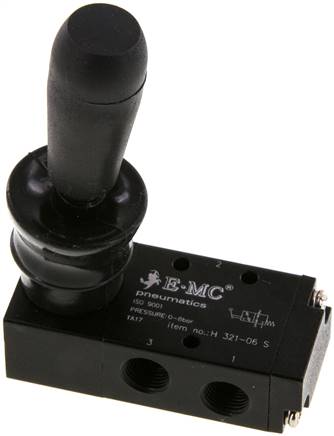 3/2-Wege Handhebelventil, Federrückstellung, G 1/8"