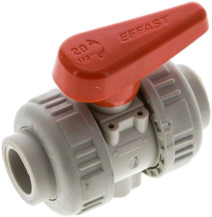 Schweißmuffen-Kugelhahn, PP-H / FKM, 20mm (Industrieausf.)