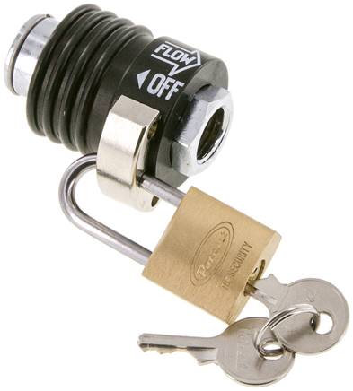 Hand-Schiebeventil G 1/4", Sicherheitsausführung: in geöffnetem und geschlossene