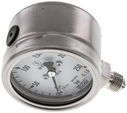 Sicherheits-Manometer senkrecht, 63mm, 0 - 250 bar