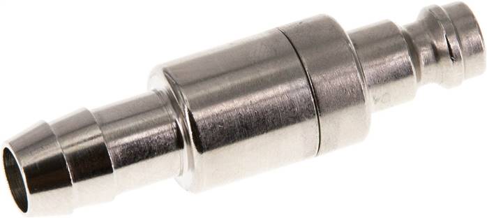 Kupplungsstecker (NW5) 9 (3/8")mm Schlauch, Messing vernickelt, beidseitig absperrend