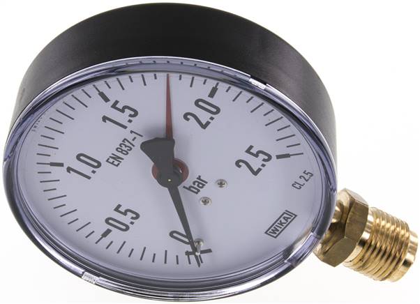 Manometer senkrecht, 100mm, 0 - 2,5 bar