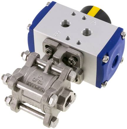 Pneumat. Edelstahl-Kugelhahn, G 1/4", doppeltwirkend