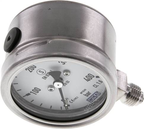 Sicherheits-Manometer senkrecht, 63mm, 0 - 400 bar