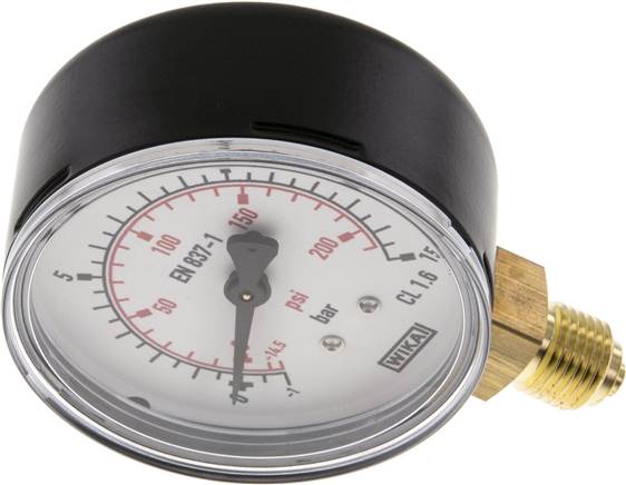 Vakuummmeter, 63mm, senkrecht, -1 bis 15