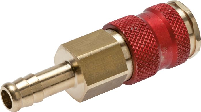 Schnellkupplung (NW7,2) 9 (3/8")mm Schlauch, rot, Achteck SW12
